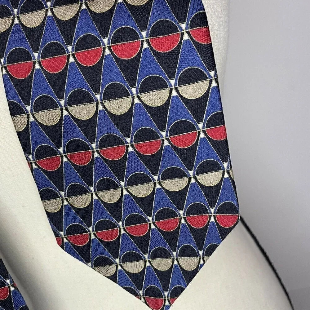 Givenchy Monsieur Vintage Geometric Circle 100% Silk Neck Tie 60” USA EUC